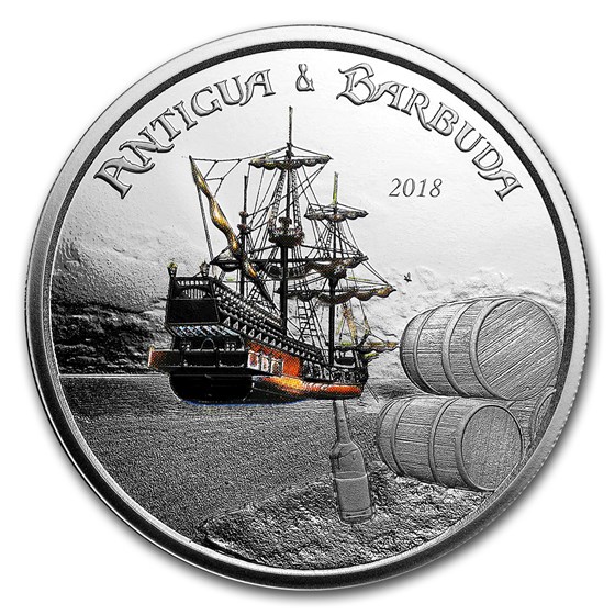 2018 Antigua & Barbuda 1 oz Silver Rum Runner Proof (Colorized) 2018 Antigua & Barbuda 1 oz Silver Rum Runner Proof (Colorized)