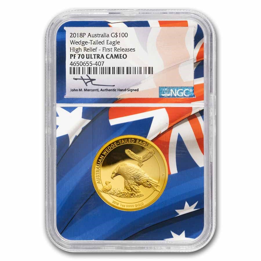 2018 AUS 1 oz Gold Wedge Tailed Eagle PR-70 NGC HR (FR)