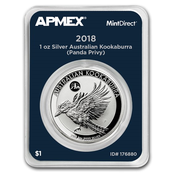 2018 AUS 1 oz Silver Kookaburra Panda Privy (MintDirect® Single) 2018 AUS 1 oz Silver Kookaburra Panda Privy (MintDirect® Single)