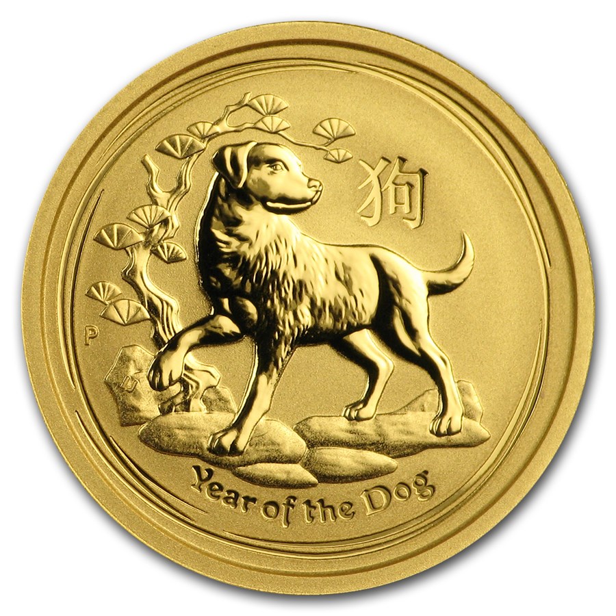 2018 Australia 1/10 oz Gold Lunar Dog BU