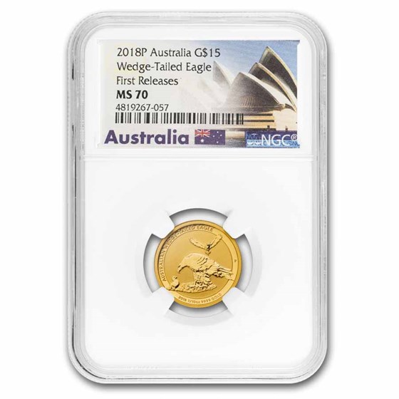 2018 Australia 1/10 oz Gold Wedge Tailed Eagle MS-70 NGC (ER)