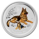 2018 Australia 1/2 oz Silver Lunar Dog BU (Colorized)