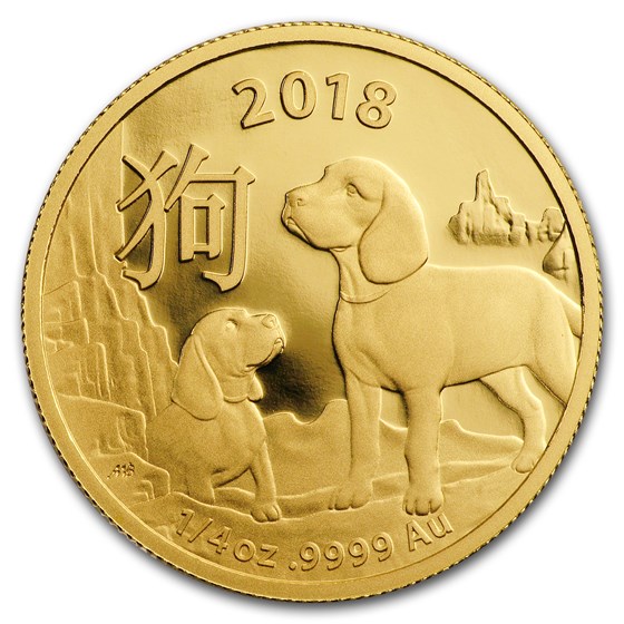 2018 Australia 1/4 oz Gold Lunar Year of the Dog BU (RAM)