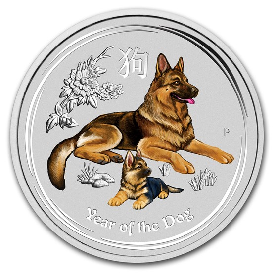 2018 Australia 1/4 oz Silver Lunar Dog BU (Colorized) 2018 Australia 1/4 oz Silver Lunar Dog BU (Colorized)