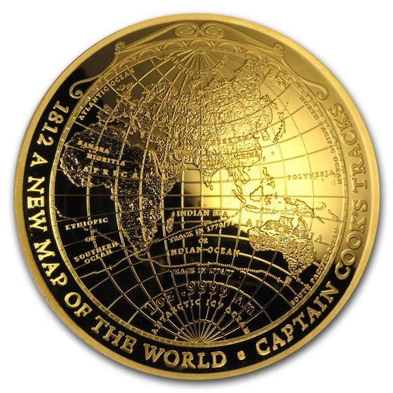 2018 Australia 1 oz Gold $100 Map of the World Domed Proof Coin
