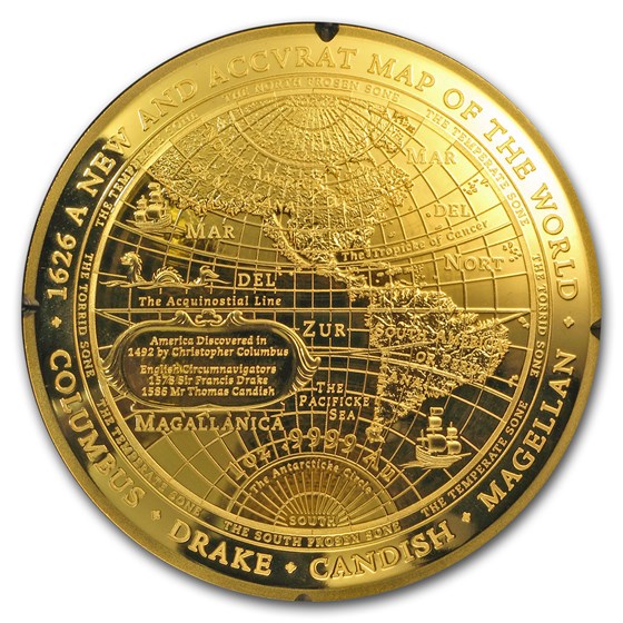 2018 Australia 1 oz Gold $100 Map of the World Western Hemisphere