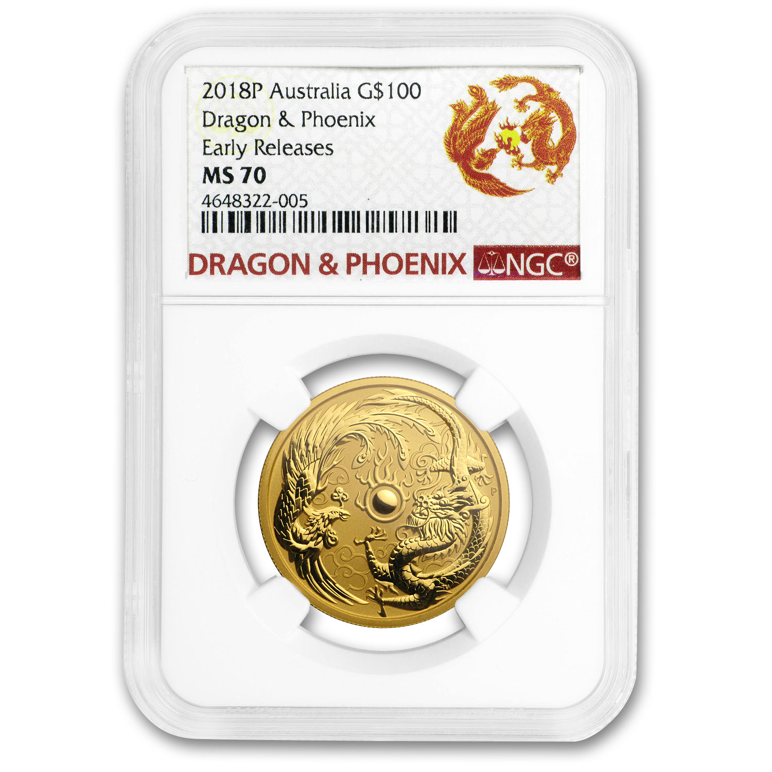 Buy 2018 Australia 1 oz Gold Dragon & Phoenix BU MS-70 NGC