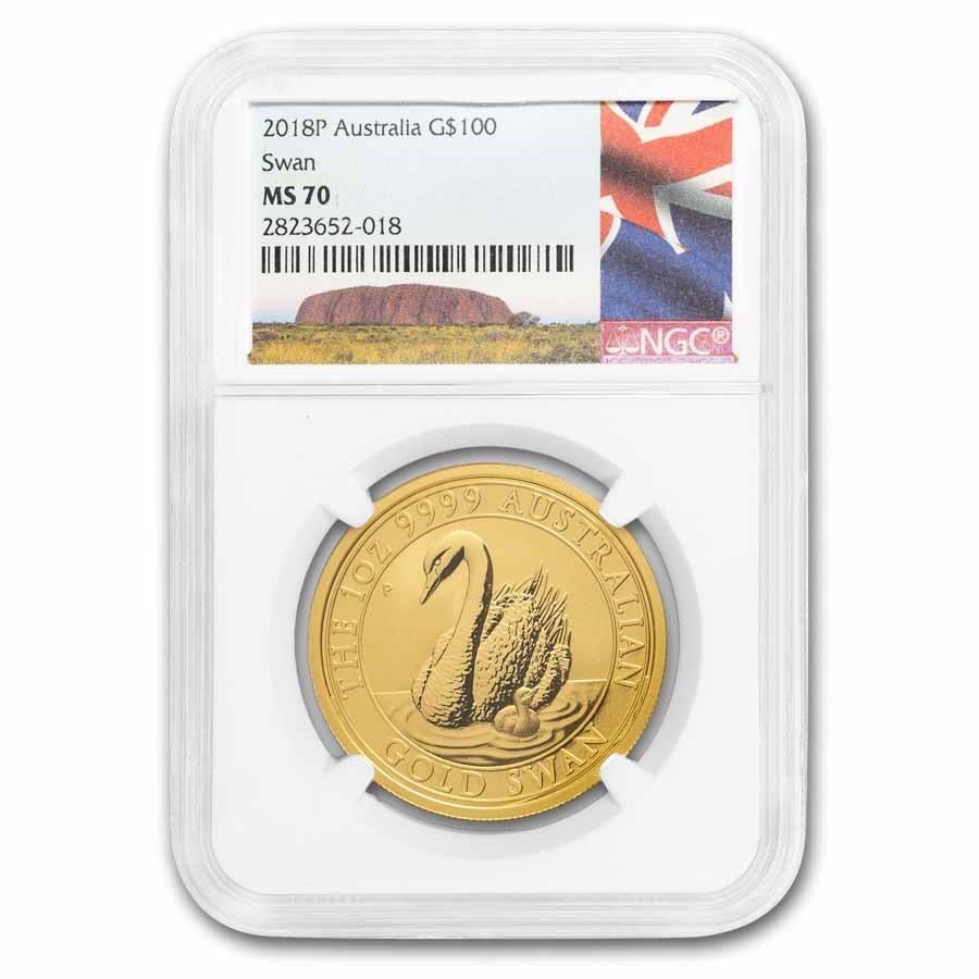 2018 Australia 1 oz Gold Swan MS-70 NGC