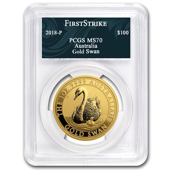 2018 Australia 1 oz Gold Swan MS-70 PCGS (FS, Swan Label) 2018 Australia 1 oz Gold Swan MS-70 PCGS (FS, Swan Label)
