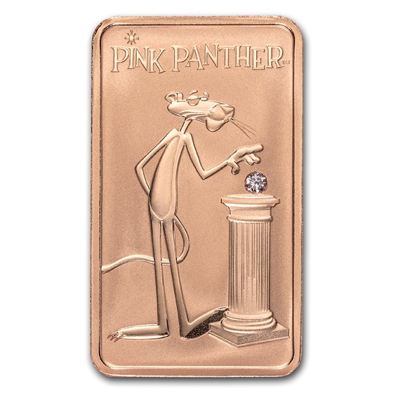 2018 Australia 1 oz Pink Gold Pink Panther Diamond Ingot 2018 Australia 1 oz Pink Gold Pink Panther Diamond Ingot