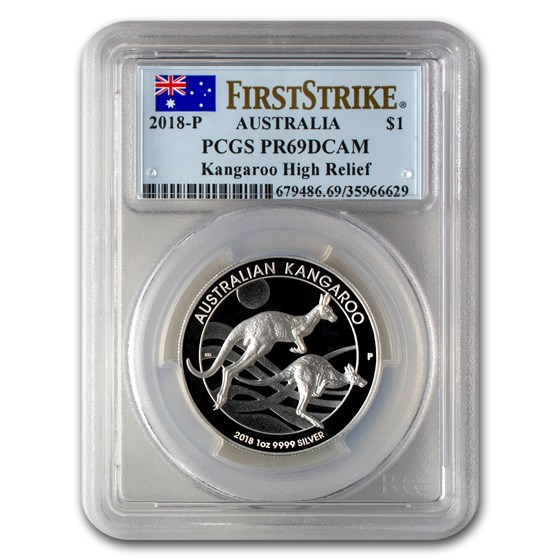 2018 Australia 1 oz Silver Kangaroo PR-69 PCGS (FS, High Relief) 2018 Australia 1 oz Silver Kangaroo PR-69 PCGS (FS, High Relief)