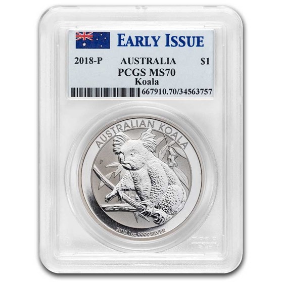 2018 Australia 1 oz Silver Koala MS-70 PCGS Early Issue 2018 Australia 1 oz Silver Koala MS-70 PCGS Early Issue