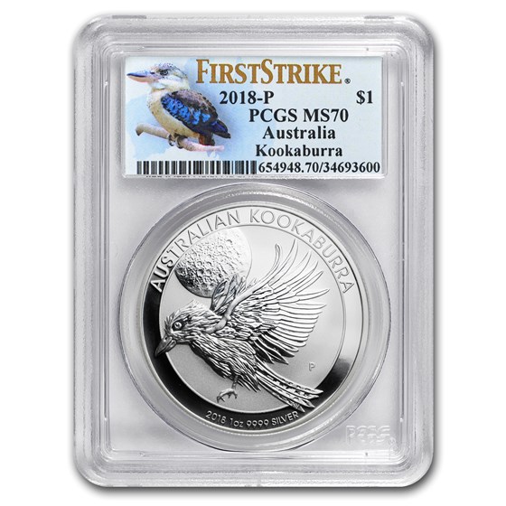 2018 Australia 1 oz Silver Kookaburra MS-70 PCGS (FS, Kook Label) 2018 Australia 1 oz Silver Kookaburra MS-70 PCGS (FS, Kook Label)
