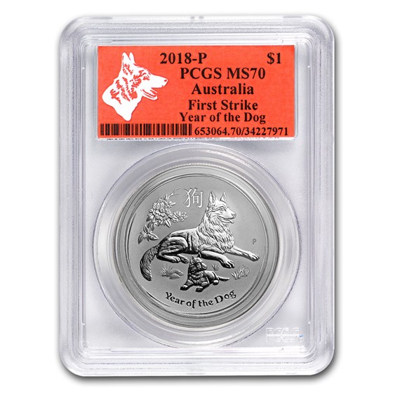 2018 Australia 1 oz Silver Lunar Dog MS-70 PCGS (FS, Red Label) 2018 Australia 1 oz Silver Lunar Dog MS-70 PCGS (FS, Red Label)