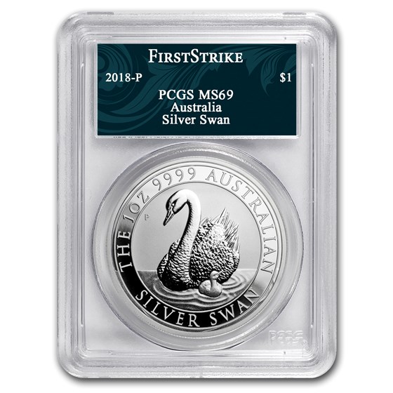 2018 Australia 1 oz Silver Swan MS-69 PCGS (FS, Swan Label) 2018 Australia 1 oz Silver Swan MS-69 PCGS (FS, Swan Label)