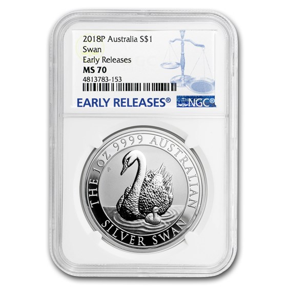2018 Australia 1 oz Silver Swan MS-70 NGC (ER) 2018 Australia 1 oz Silver Swan MS-70 NGC (ER)