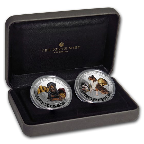 2018 Australia 2-Coin Silver Wealth & Wisdom Dog Proof Set 2018 Australia 2-Coin Silver Wealth & Wisdom Dog Proof Set