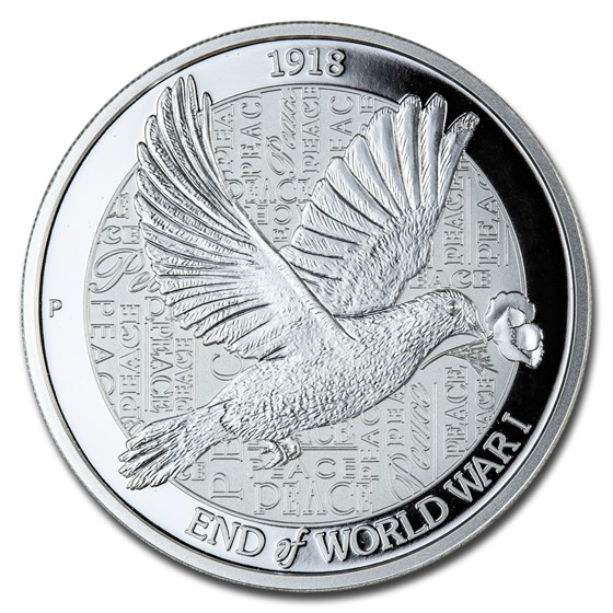 2018 Australia 2 oz Silver $2 The End of WWI