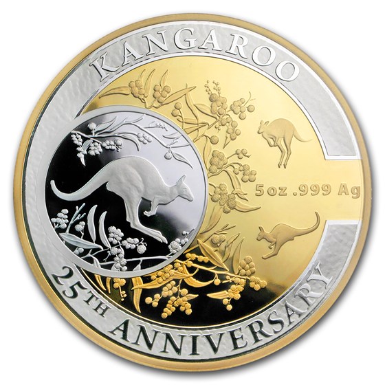 2018 Australia 5 oz Silver $10 Kangaroo 25th Anniv (w/Box & COA) 2018 Australia 5 oz Silver $10 Kangaroo 25th Anniv (w/Box & COA)