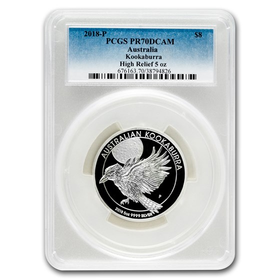 2018 Australia 5 oz Silver Kookaburra PR-70 PCGS (HR) 2018 Australia 5 oz Silver Kookaburra PR-70 PCGS (HR)