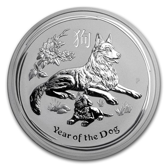 2018 Australia 5 oz Silver Lunar Dog BU 2018 Australia 5 oz Silver Lunar Dog BU