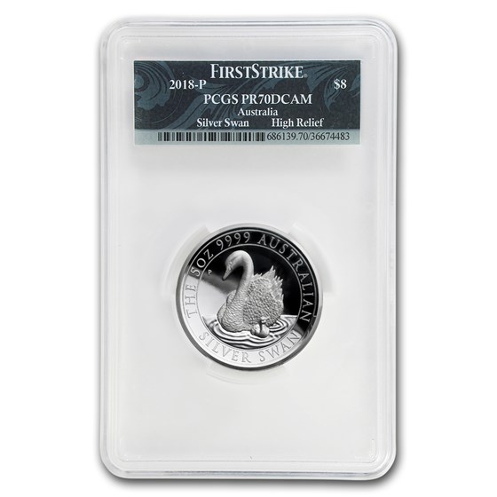 2018 Australia 5 oz Silver Swan PR-70 PCGS (FS, Swan Label) 2018 Australia 5 oz Silver Swan PR-70 PCGS (FS, Swan Label)