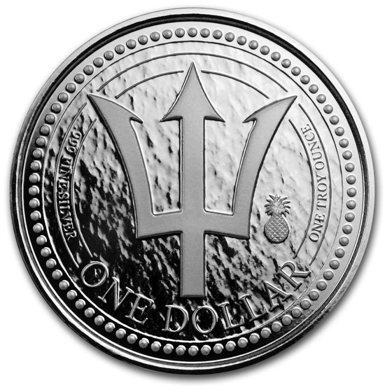 2018 Barbados 1 oz Silver Trident Pineapple Privy BU 2018 Barbados 1 oz Silver Trident Pineapple Privy BU