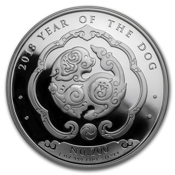 2018 Bhutan 1 oz Silver Lunar Dog BU 2018 Bhutan 1 oz Silver Lunar Dog BU