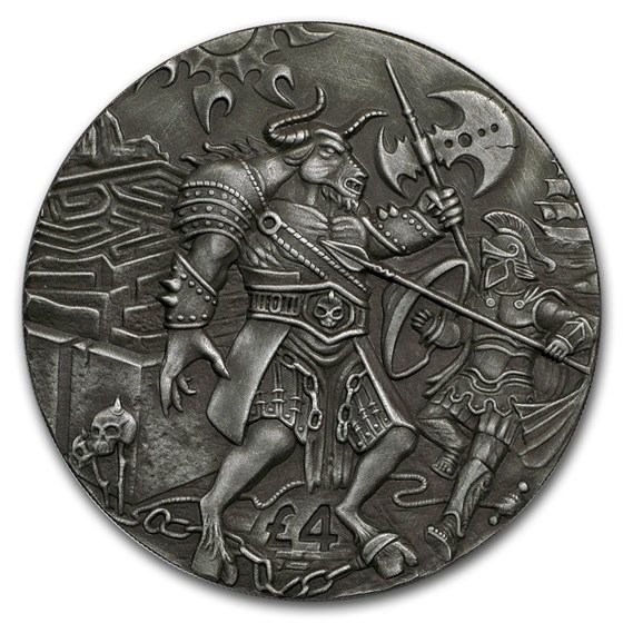 2018 BIOT 2 oz Silver £4 High Relief Antique The Minotaur 2018 BIOT 2 oz Silver £4 High Relief Antique The Minotaur