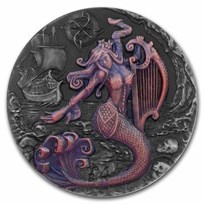 2018 BIOT 2 oz Silver £4 Iridescent Antique High Relief Siren