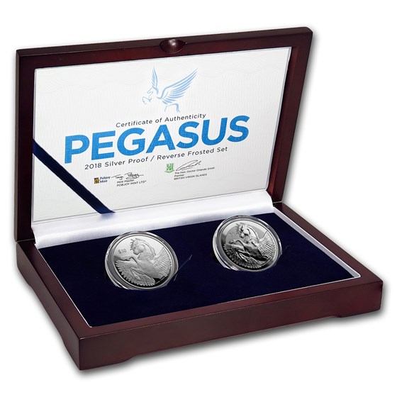 2018 BVI 2-Coin Silver Pegasus Proof/Reverse Frosted Set #1 2018 BVI 2-Coin Silver Pegasus Proof/Reverse Frosted Set #1