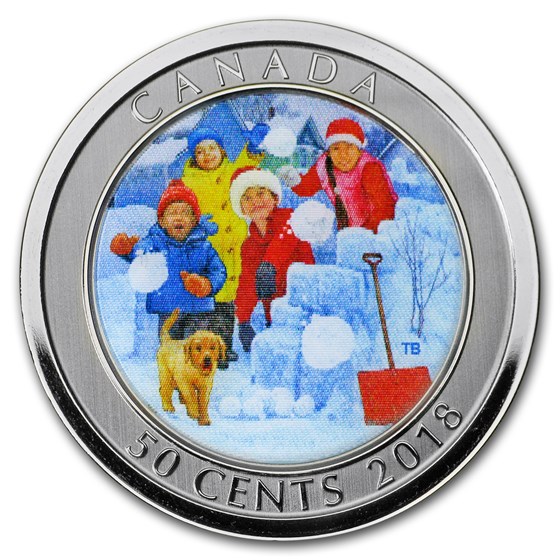2018 Canada $0.50 Lenticular Snowball Fight 2018 Canada $0.50 Lenticular Snowball Fight