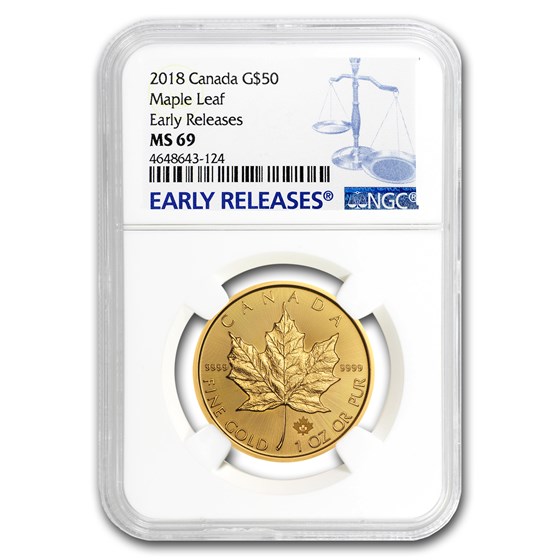 2018 Canada 1 oz Gold Maple Leaf MS-69 NGC (Early Releases) 2018 Canada 1 oz Gold Maple Leaf MS-69 NGC (Early Releases)