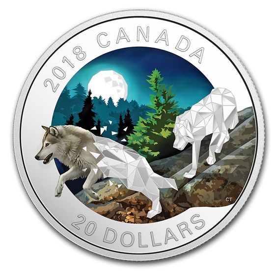 2018 Canada 1 oz Silver $20 Geometric Fauna: Grey Wolves 2018 Canada 1 oz Silver $20 Geometric Fauna: Grey Wolves