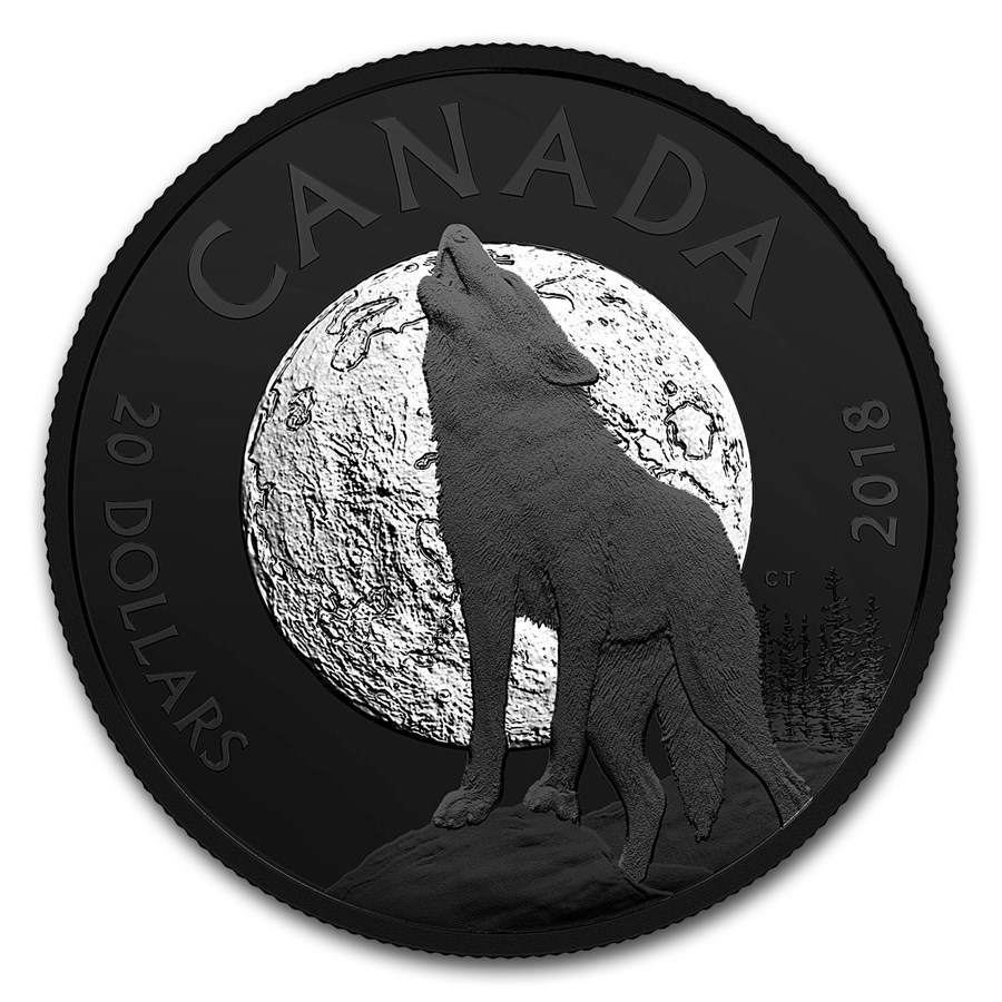 2018 Canada 1 oz Silver $20 Nocturnal By Nature: The Howling Wolf