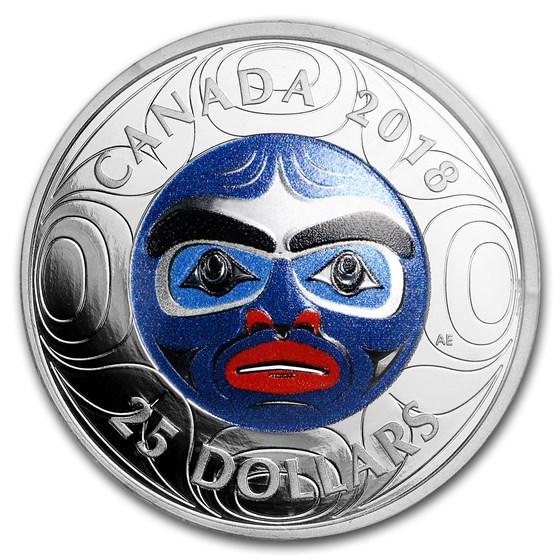 2018 Canada 1 oz Silver $25 Ancestor Moon Mask UHR (Colorized) 2018 Canada 1 oz Silver $25 Ancestor Moon Mask UHR (Colorized)