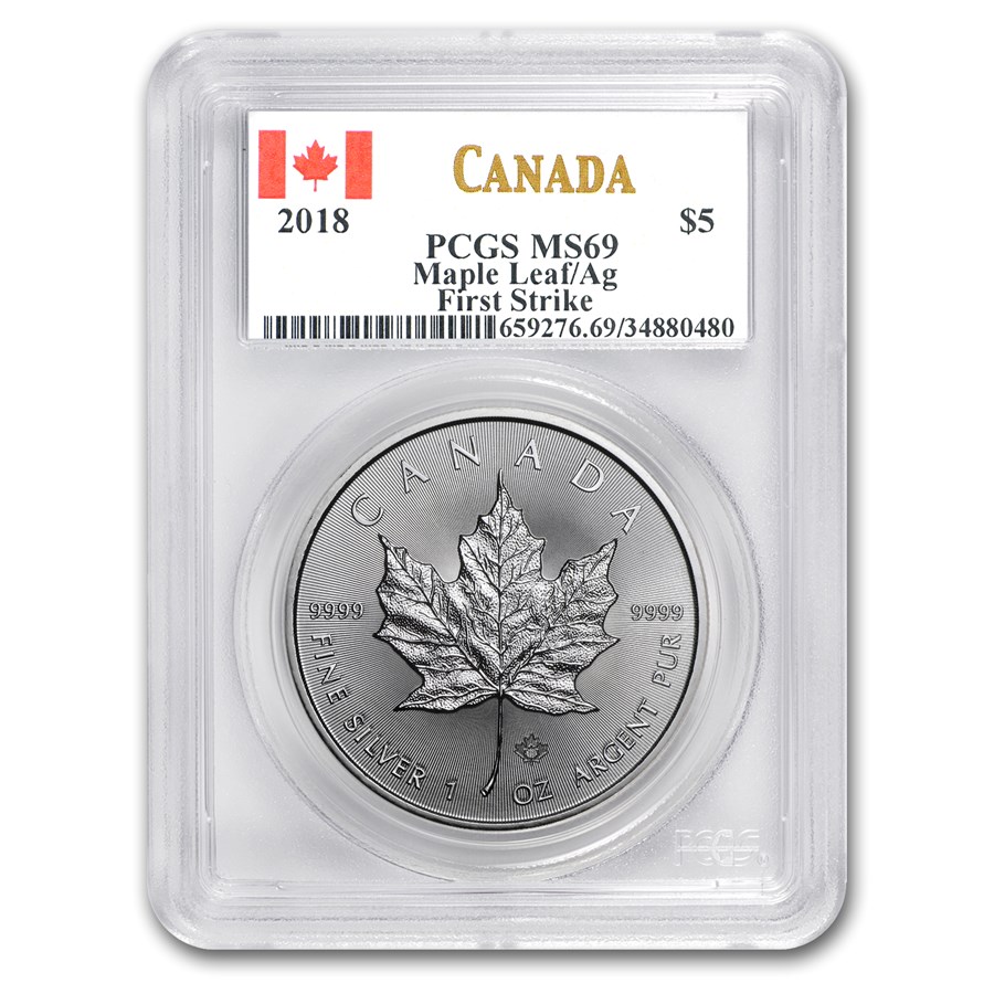 2018 Canada 1 oz Silver Maple Leaf MS-69 PCGS (FirstStrike®)