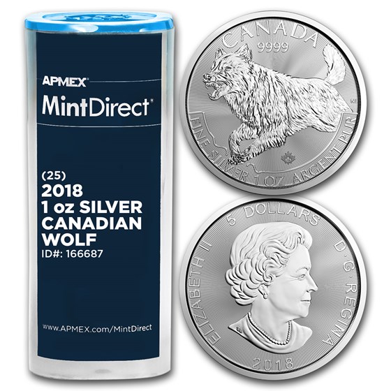 2018 Canada 1 oz Silver Predator Wolf (25-Coin MintDirect® Tube) 2018 Canada 1 oz Silver Predator Wolf (25-Coin MintDirect® Tube)