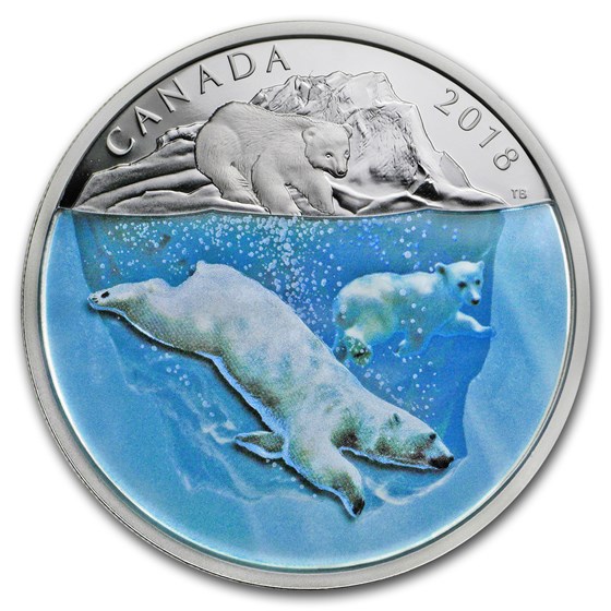 2018 Canada 2 oz Silver $30 Dimensional Nature: Polar Bears 2018 Canada 2 oz Silver $30 Dimensional Nature: Polar Bears