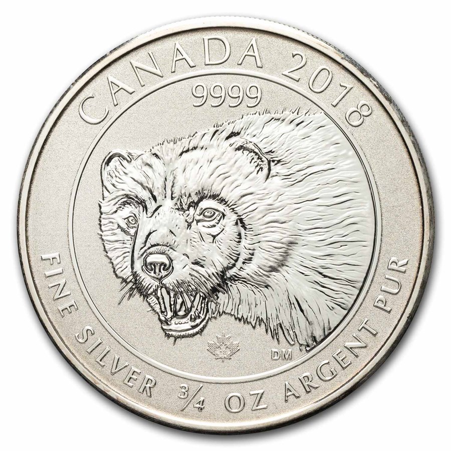 2018 Canada 3/4 oz Silver Wolverine BU