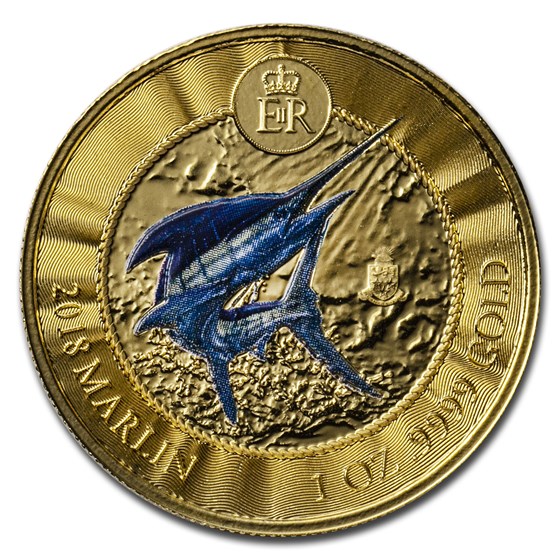 2018 Cayman Islands 1 oz Colorized Gold Marlin Proof (Error Coin) 2018 Cayman Islands 1 oz Colorized Gold Marlin Proof (Error Coin)