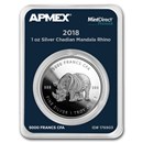2018 Chad 1 oz Silver Mandala Rhino (MintDirect® Premier Single)