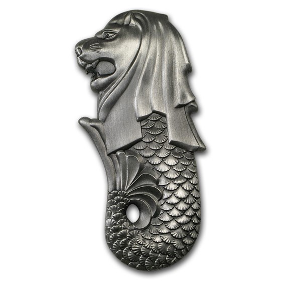 2018 Chad 2 oz Silver Antique The Singapore Merlion 2018 Chad 2 oz Silver Antique The Singapore Merlion