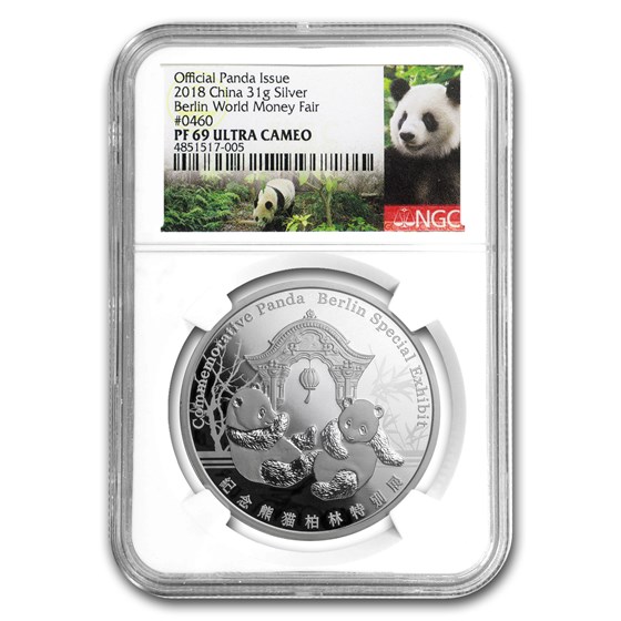 2018 China 1 oz Silver Panda Berlin Money Fair PF-69 NGC 2018 China 1 oz Silver Panda Berlin Money Fair PF-69 NGC