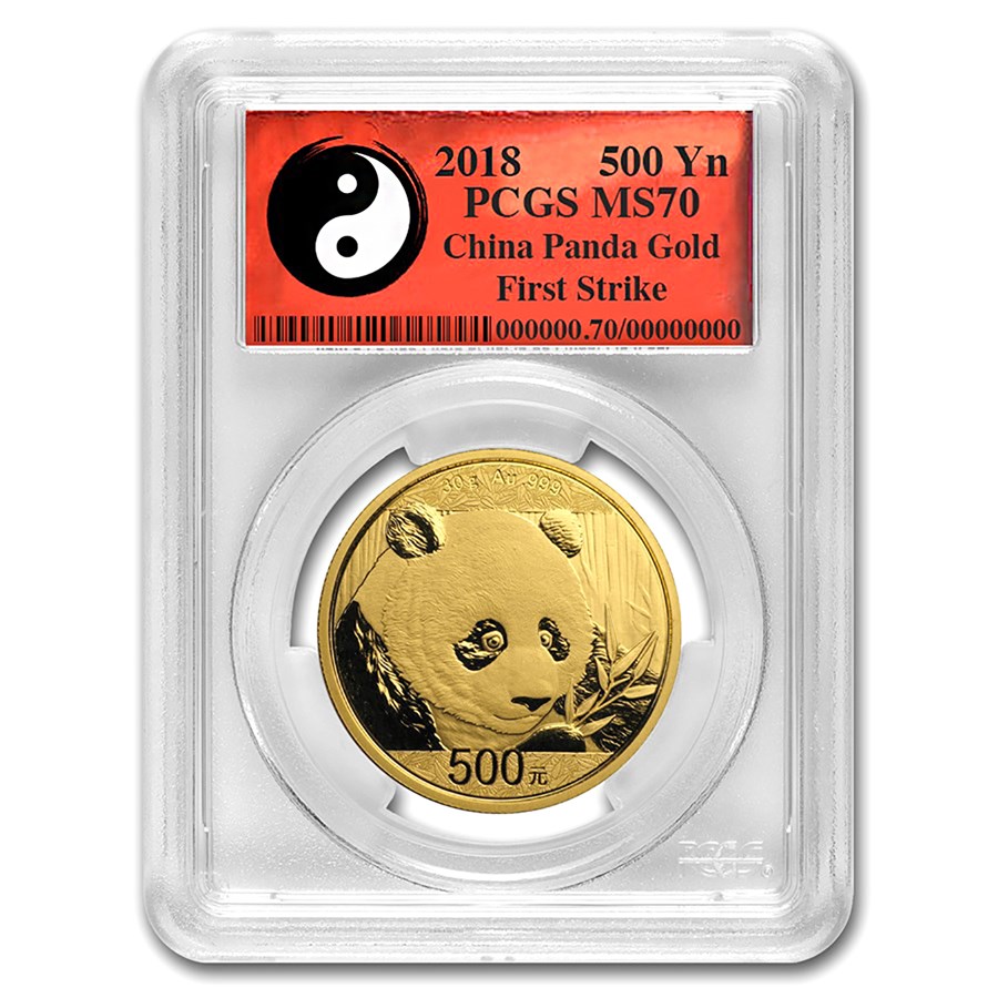 2018 China 30 Gram Gold Panda MS-70 PCGS (FS, Yin-Yang)