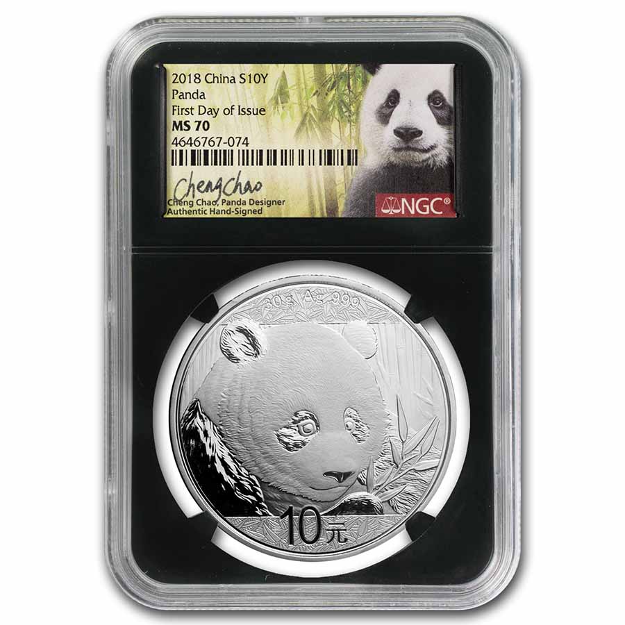 Buy 2018 China 30 gram Silver Panda MS-70 NGC (FDI, Cheng Chao