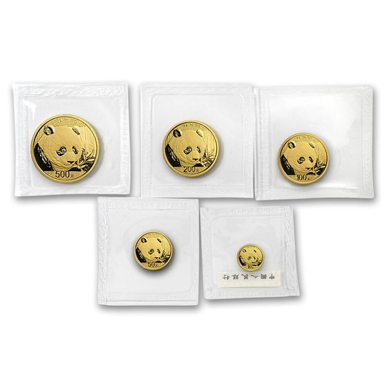 2018 China 5-Coin Gold Panda Set BU (Sealed) 2018 China 5-Coin Gold Panda Set BU (Sealed)