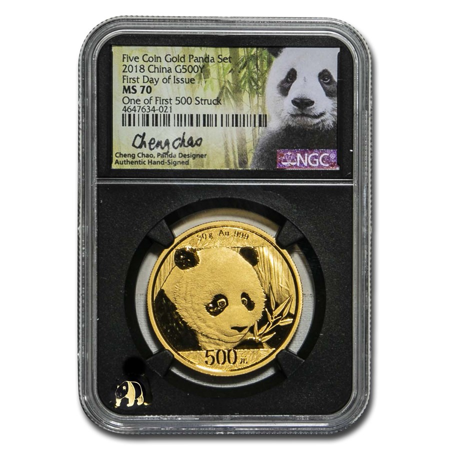 Buy 2018 China 5Coin Gold Panda Set MS70 NGC (FDI) APMEX