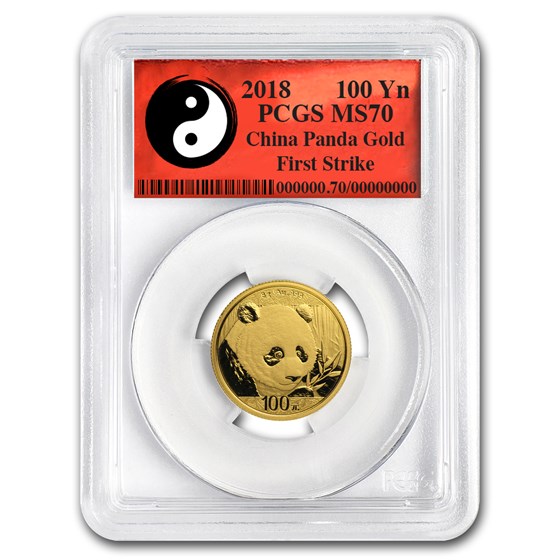 2018 China 8 Gram Gold Panda MS-70 PCGS (FS, Yin-Yang) 2018 China 8 Gram Gold Panda MS-70 PCGS (FS, Yin-Yang)