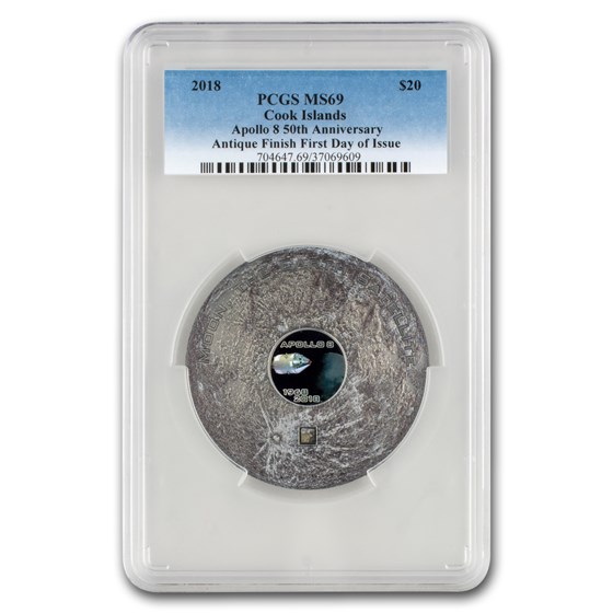 2018 Cook Island 3 oz Meteorites The Moon Apollo 8 MS-69 PCGS 2018 Cook Island 3 oz Meteorites The Moon Apollo 8 MS-69 PCGS